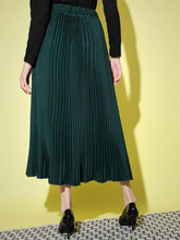 Load image into Gallery viewer, Elegant Green Crepe Solid Skirts For Women