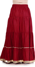 Load image into Gallery viewer, Elegant Maroon Rayon Solid Flared Skirts For Women