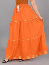 Load image into Gallery viewer, Elegant Orange Rayon Gota Patti Flared Skirt For Women