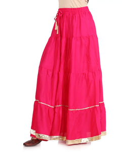 Elegant Pink Rayon Solid Flared Skirts For Women