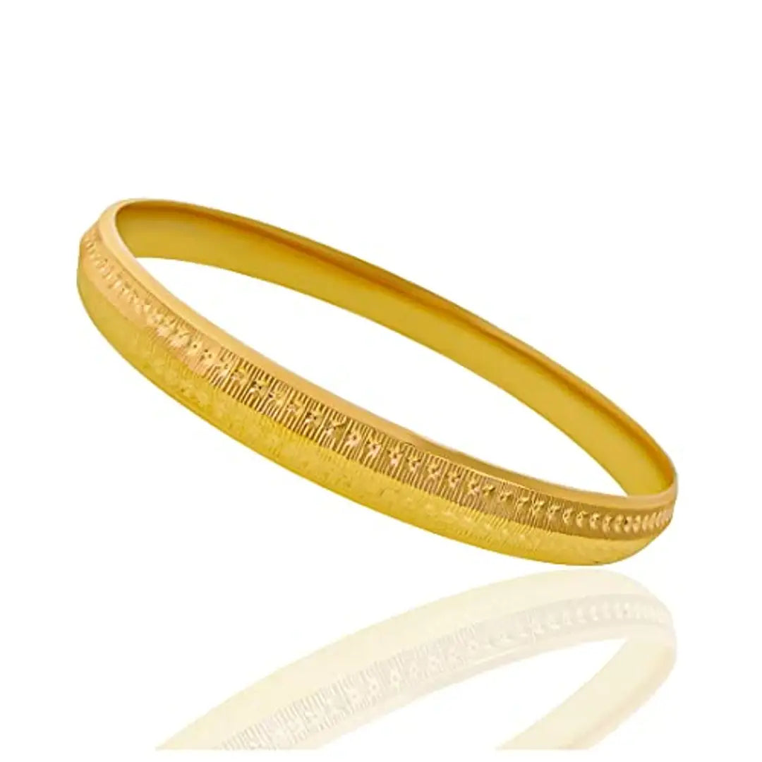 Saizen Gold Plated Brass Punjabi Sikh Kada Bangles Kada for Men
