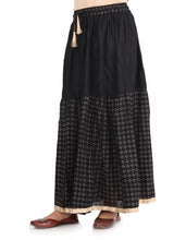 Load image into Gallery viewer, Elegant Black Rayon Printed Flared Skirts For Women