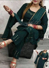 Load image into Gallery viewer, Stunning Green Rayon Gota Handwork Women Kurta Pant Set with Dupatta