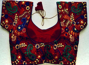 Heavy  Benglory Cotton Blouse with Kachhi embroidery work-No COD for this item